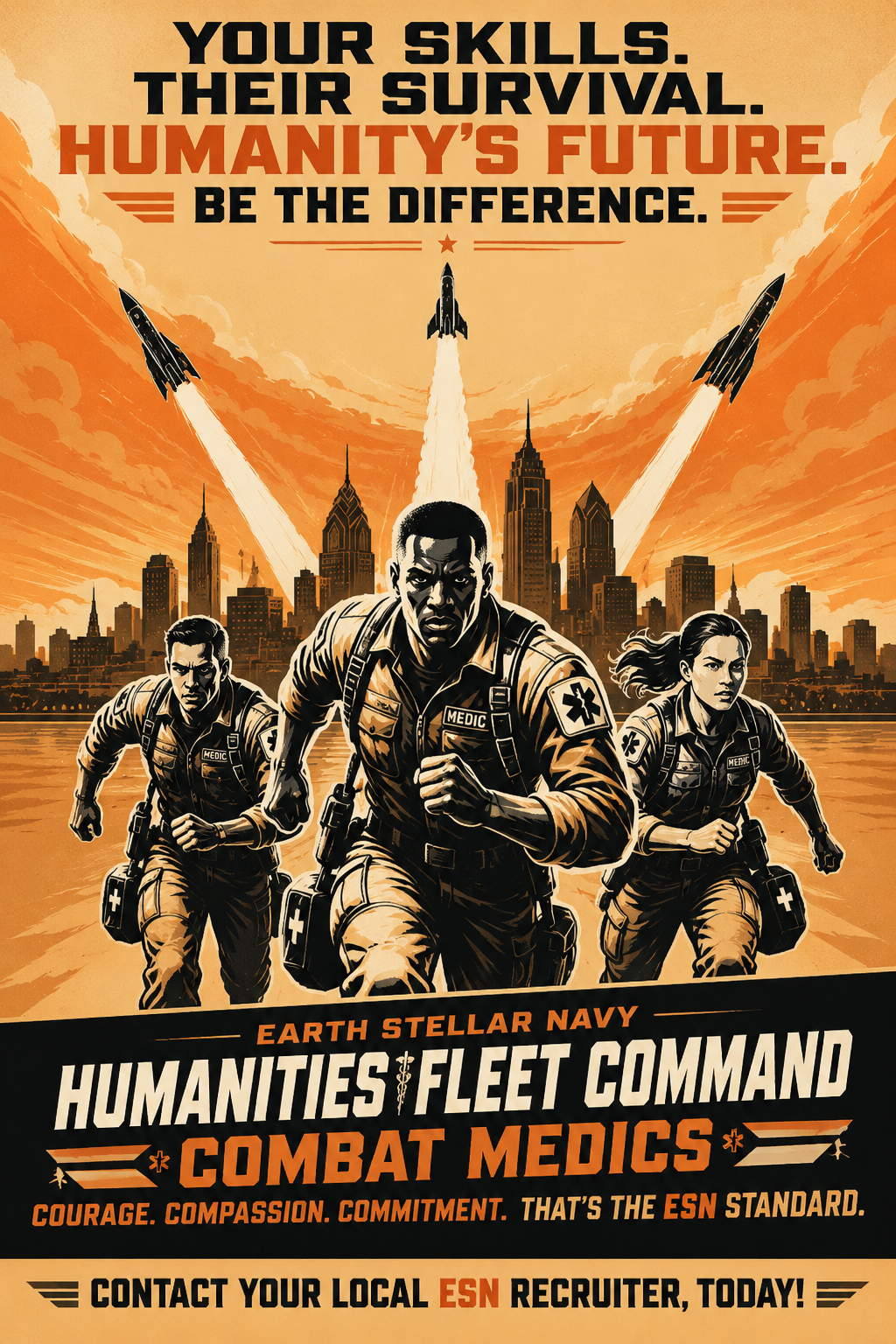 Earth Stellar Navy combat medic propaganda poster